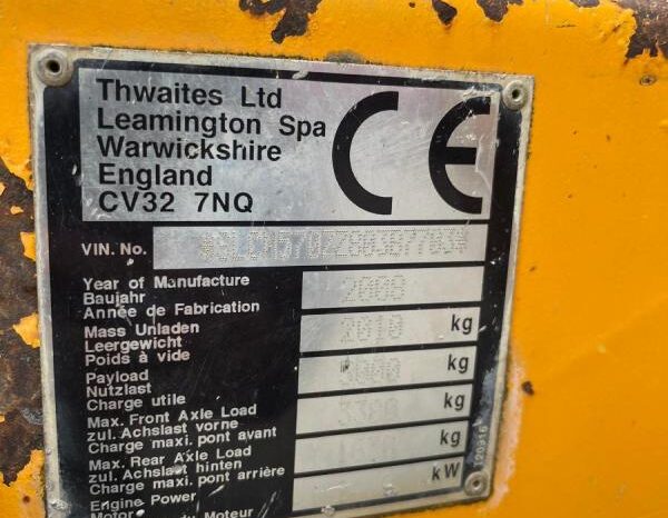 2008 Thwaites 3000 Dumper 1Ton  to 3 Ton for Sale full