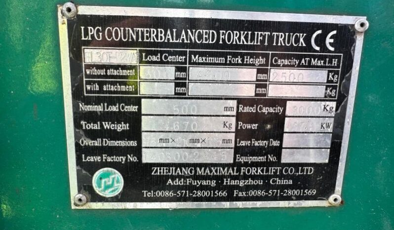 ZHEJIANG Maximal Gas 3 Tonne Forklift full