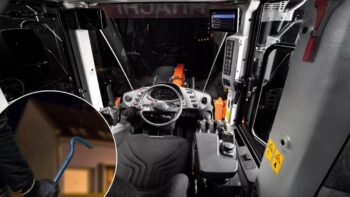 Hitachi excavator inside Cab