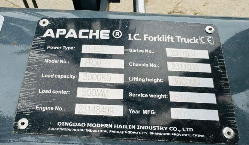 UNUSED APACHE FR30 ROUGH TERRIAN 4WD FORKLIFT *YEAR 2024, CHOICE OF THREE* VIDEO* full