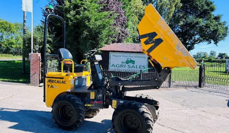 MECALAC TA1 1 TON HIGH TIP DUMPER YEAR 2018 C/W ROLE BAR *VIDEO* full