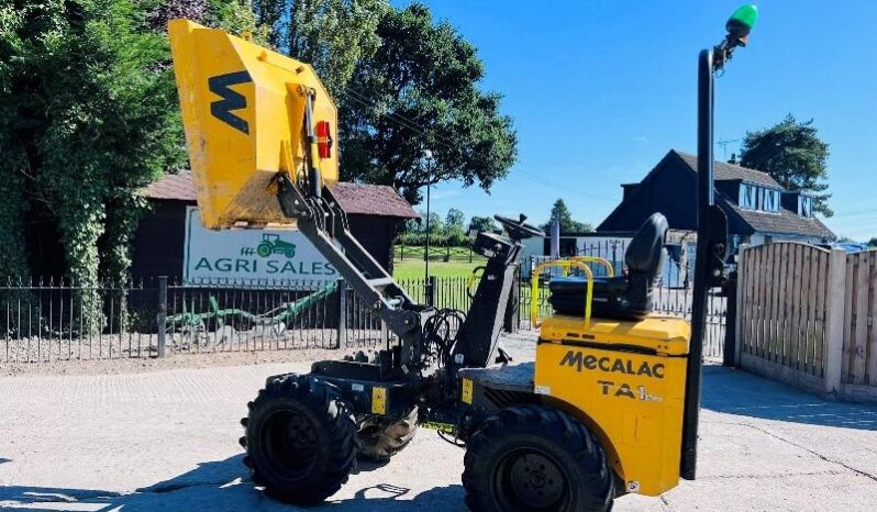 MECALAC TA1 1 TON HIGH TIP DUMPER YEAR 2018 C/W ROLE BAR *VIDEO* full