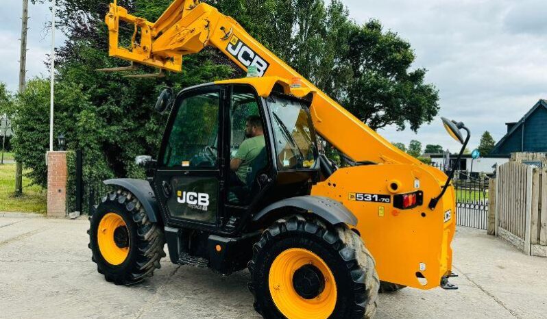 JCB 531-70 4WD TELEHANDLER * YEAR 2020, 3494 HOURS* C/W PALLET TINES *VIDEO* full