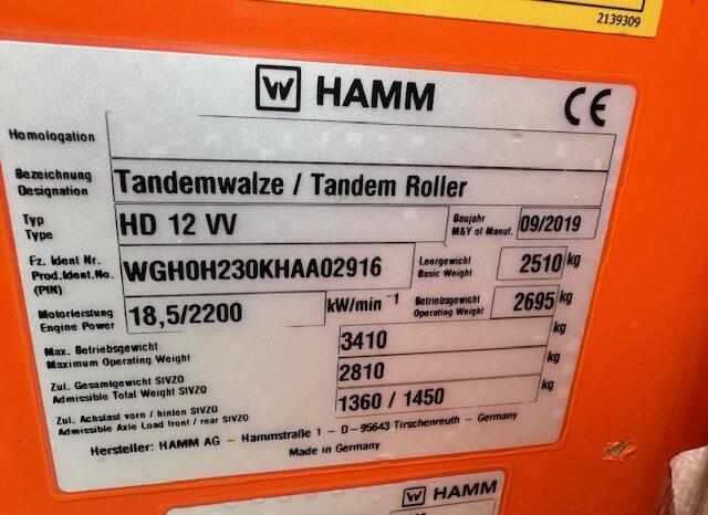 YEAR 2019 HAMM HD12VV (CE & EPA / 818 hours) full