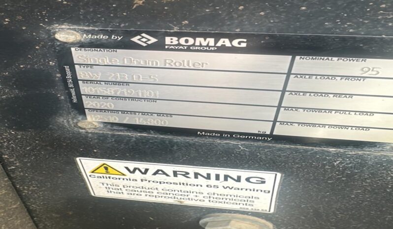 2020 Bomag BW213D-5 Rollers For Auction: Leeds – 23rd, 24th, 25th, 26th October @ 08:00am full