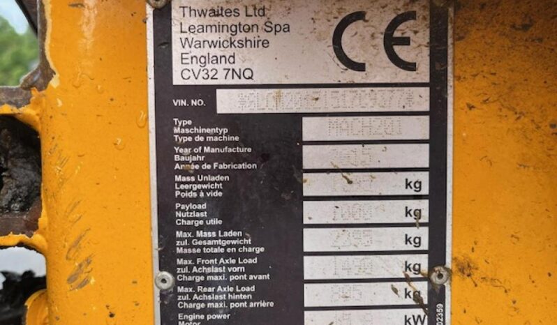 2015 Thwaites 1000 Dumper 1Ton  to 3 Ton for Sale full