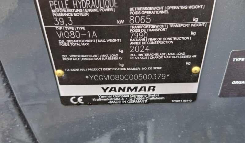 8.0t Yanmar Vio80-1A Midi Excavator- New unused in stock. full