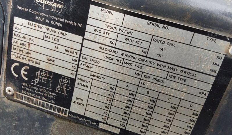 2014 DOOSAN G33P-5  For Auction on 2024-12-10 For Auction on 2024-12-10 full