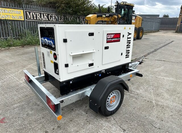 NEW GENMAC INFINITY PERKINS DIESEL 20 kva SINGLE PHASE (fast tow road legal)