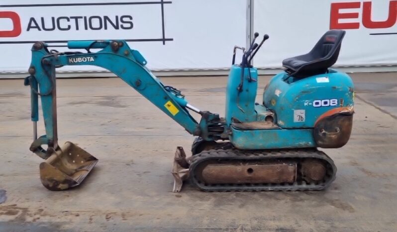 Kubota K008 Micro Excavators For Auction: Leeds -27th, 28th, 29th, 30th November 24 @ 8:00am full