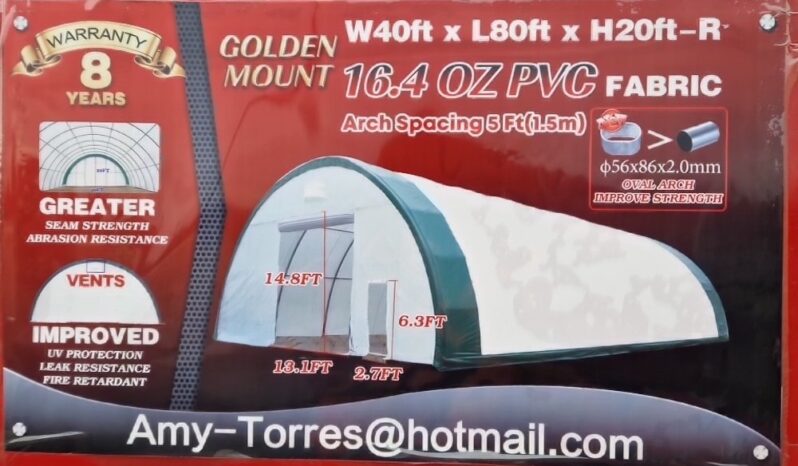 Unused Golden Mount 40x80x20′ PVC Dome Storage Shelter (2 Boxes) Modular Buildings For Auction: Leeds – 22nd, 23rd, 24th & 25th January 25 @ 8:00am full