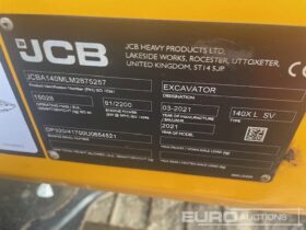 2021 JCB 140X LC 10 Ton+ Excavators For Auction: Leeds – 22nd, 23rd, 24th & 25th January 25 @ 8:00am full