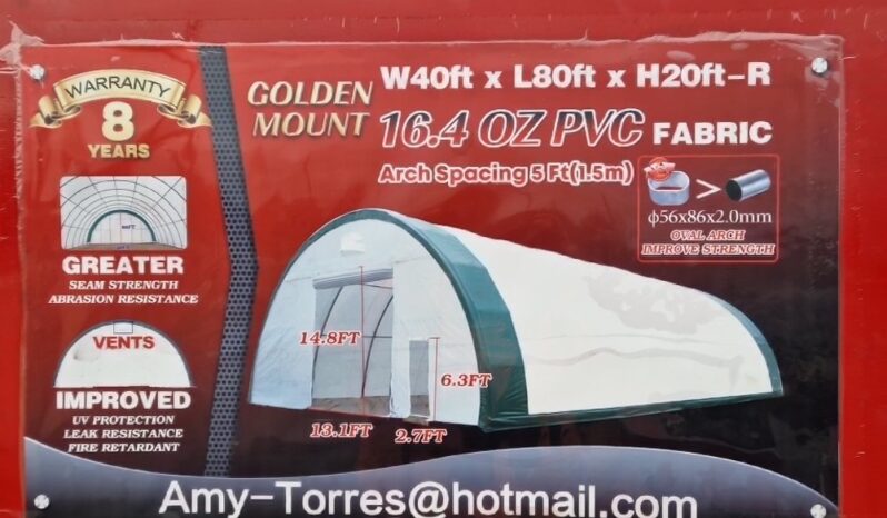 Unused Golden Mount 40x80x20′ PVC Dome Storage Shelter (2 Boxes) Modular Buildings For Auction: Leeds – 22nd, 23rd, 24th & 25th January 25 @ 8:00am full