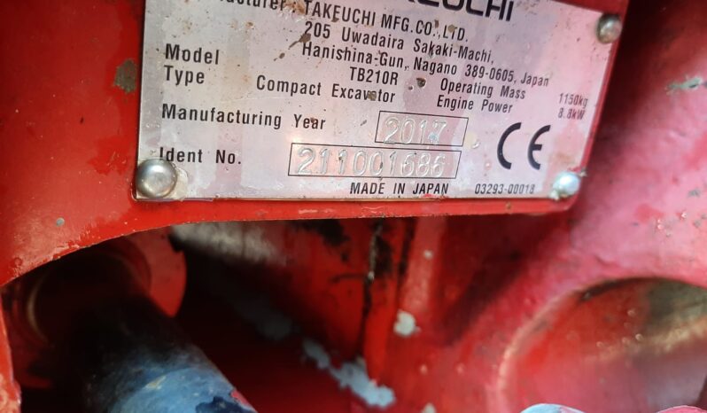 1T Excavator Takeuchi TB210 2017 full