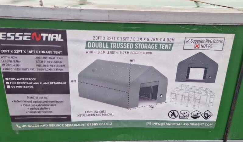 Unused Essential  20′ x 32′ x 16′ Double Trussed Storage PVC Tent Modular Buildings For Auction: Leeds – 22nd, 23rd, 24th & 25th January 25 @ 8:00am