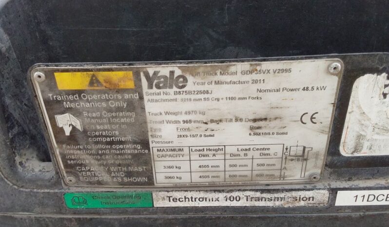 2011 YALE GDP35VX FORKLIFT For Auction on 2025-02-04 For Auction on 2025-02-04 full