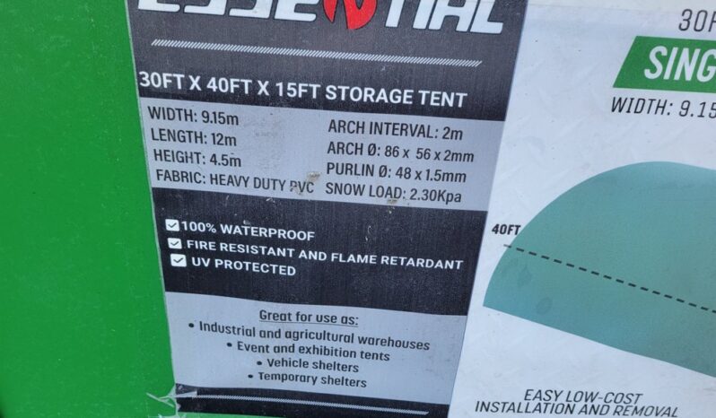 Unused Essential  30′ x 40′ x 15′ Single Trussed Storage PVC Tent Modular Buildings For Auction: Leeds – 22nd, 23rd, 24th & 25th January 25 @ 8:00am full