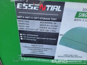 Unused Essential  30′ x 40′ x 15′ Single Trussed Storage PVC Tent Modular Buildings For Auction: Leeds – 22nd, 23rd, 24th & 25th January 25 @ 8:00am full