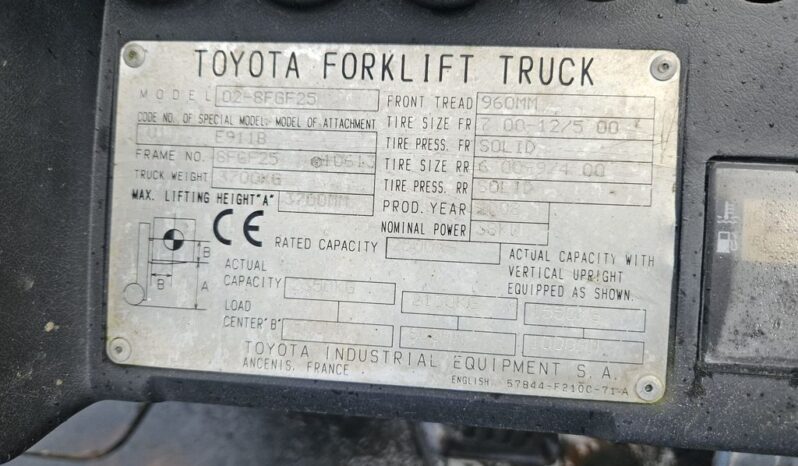 2008 TOYOTA 02-8FGF25 FORKLIFT For Auction on 2025-02-04 For Auction on 2025-02-04 full