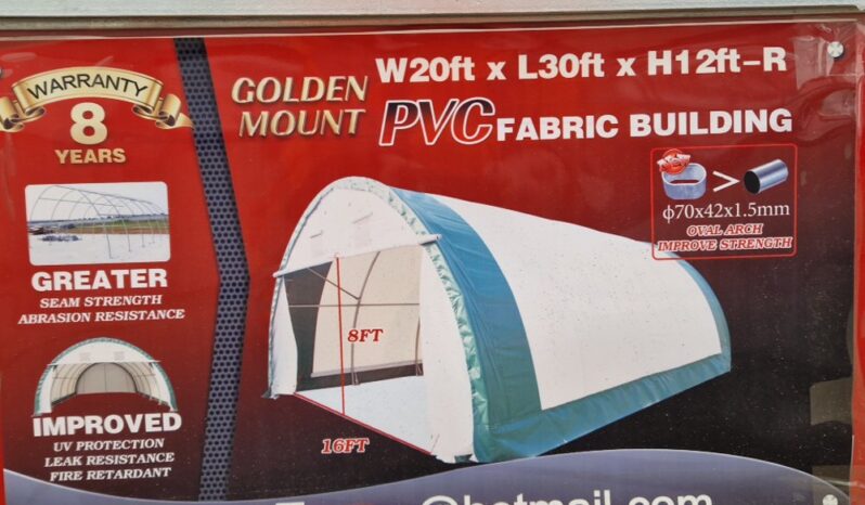 Unused Golden Mount W20′ x L30′ x H12′ PVC Fabric Building Modular Buildings For Auction: Leeds – 5th, 6th, 7th & 8th March 2025 @ 8:00am