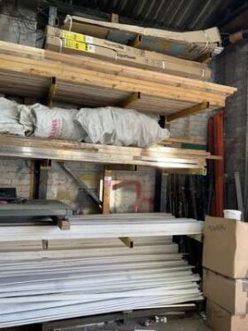 Free Standing Cantilever Racking Consisting of 3 x L Uprights 4000mm High x 1220mm Wide, 12 x 1000mm Arms. Total Width 1850mm excluding Contents and other Lots. No VAT On Hammer For Auction on 2025-02-20 For Auction on 2025-02-20