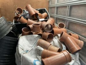 Contents of Storage Unit comprising of Large Quanity of Construction related Soil Pipes, Junctions, Manholes, Sleeves Etc. As shown in images. No VAT On Hammer For Auction on 2025-02-20 For Auction on 2025-02-20 full