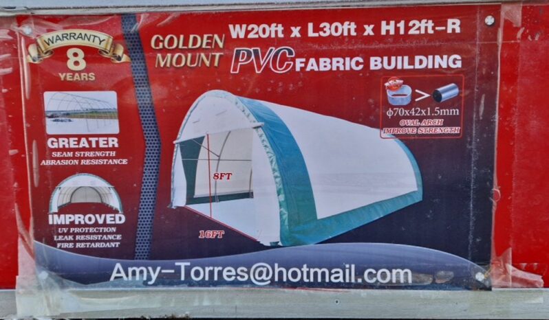 Unused Golden Mount W20′ x L30′ x H12′ PVC Fabric Building Modular Buildings For Auction: Leeds – 5th, 6th, 7th & 8th March 2025 @ 8:00am