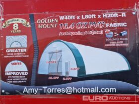 Unused Golden Mount W40′ x L80′ x H20′ PVC Fabric Building Modular Buildings For Auction: Leeds – 5th, 6th, 7th & 8th March 2025 @ 8:00am