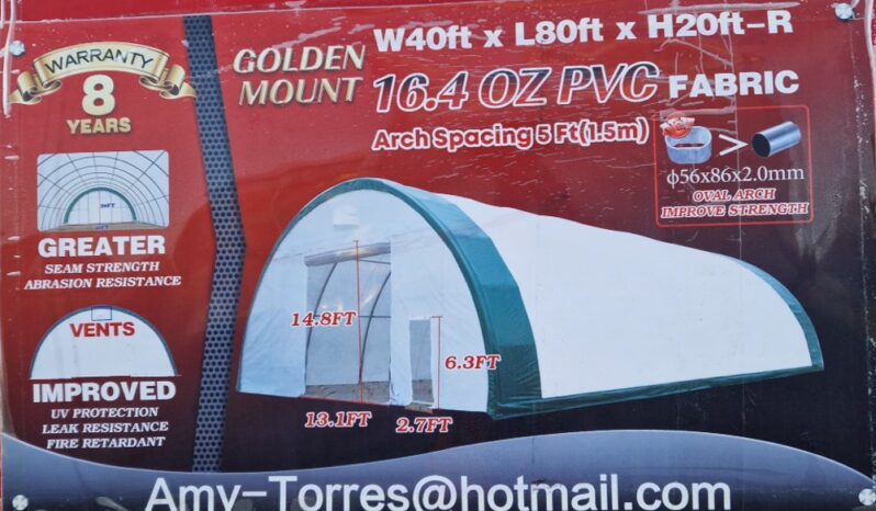 Unused Golden Mount W40′ x L80′ x H20′ PVC Fabric Building Modular Buildings For Auction: Leeds – 5th, 6th, 7th & 8th March 2025 @ 8:00am