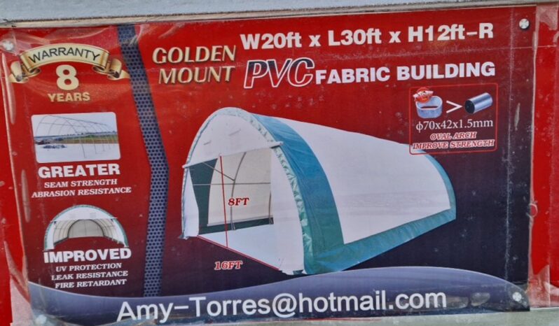 Unused Golden Mount W20′ x L30′ x H12′ PVC Fabric Building Modular Buildings For Auction: Leeds – 5th, 6th, 7th & 8th March 2025 @ 8:00am full