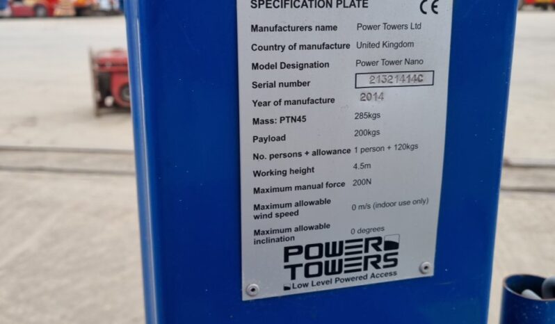 2014 Power Towers Nano Manlifts For Auction: Leeds – 5th, 6th, 7th & 8th March 2025 @ 8:00am full