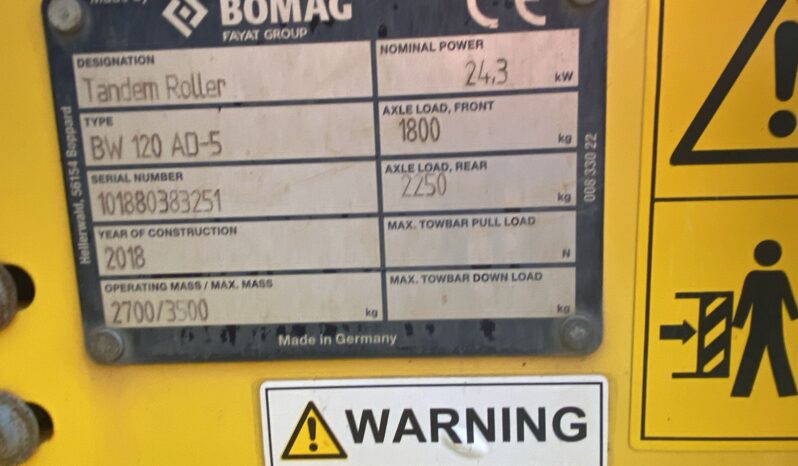 1200mm Roller Bomag BW120AD 2018- low hours. full