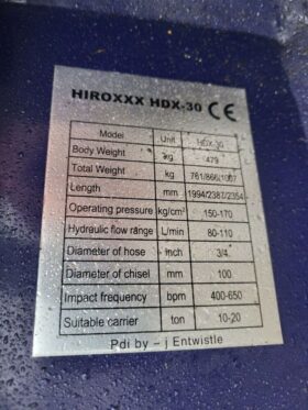 New & Unused Hirox HDX30 Hydraulic Breaker – 65mm Pins For Auction on 2025-03-22 full