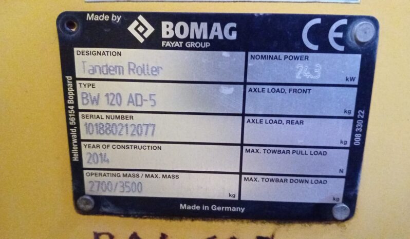 1200mm Roller Bomag BW120AD 2014 full