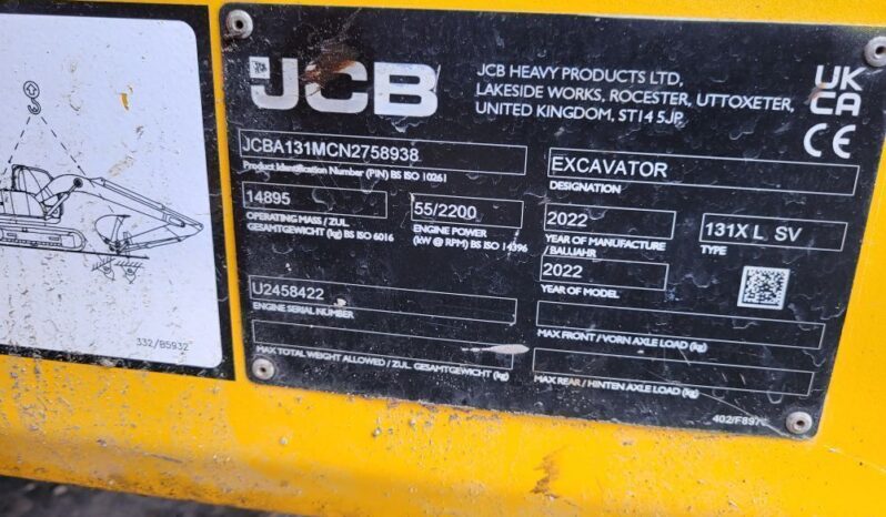 2022 JCB 131X L SV Excavator For Auction on 2025-03-22 full