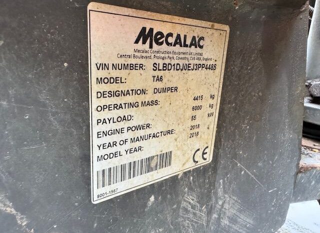 2018 Mecalac TA6 Straight Tip Dumper For Auction on 2025-03-08 full